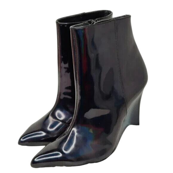 vintage y2k BCBGeneration Navy blue Ankle Acrylic Pointed Toe Booties Size US 6 - Picture 3 of 8